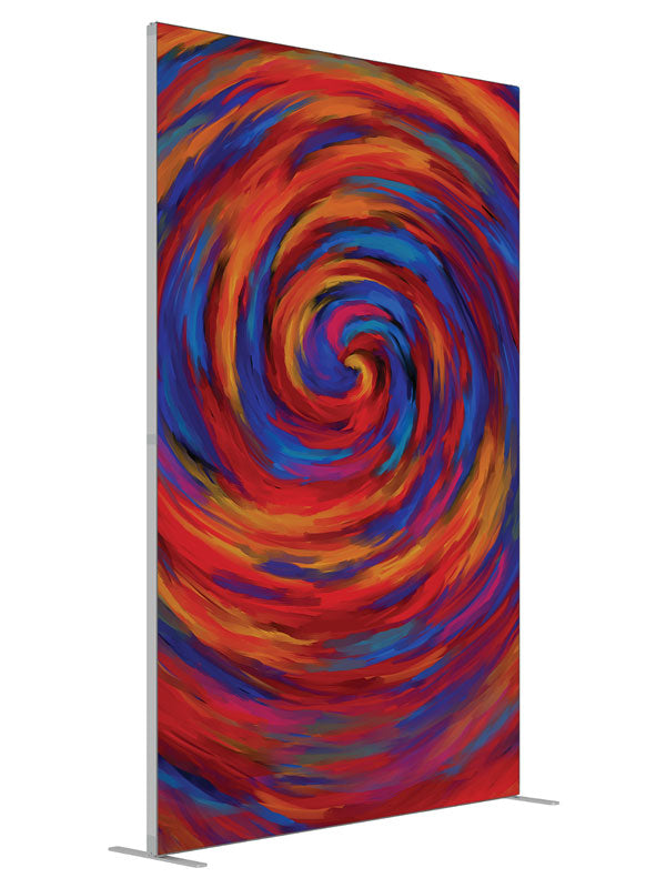 Intensity Vivid Swirl Abstract shown at an angled view, photography backdrop panel for Denny StudioEdge silicone edge frame, 5 ft