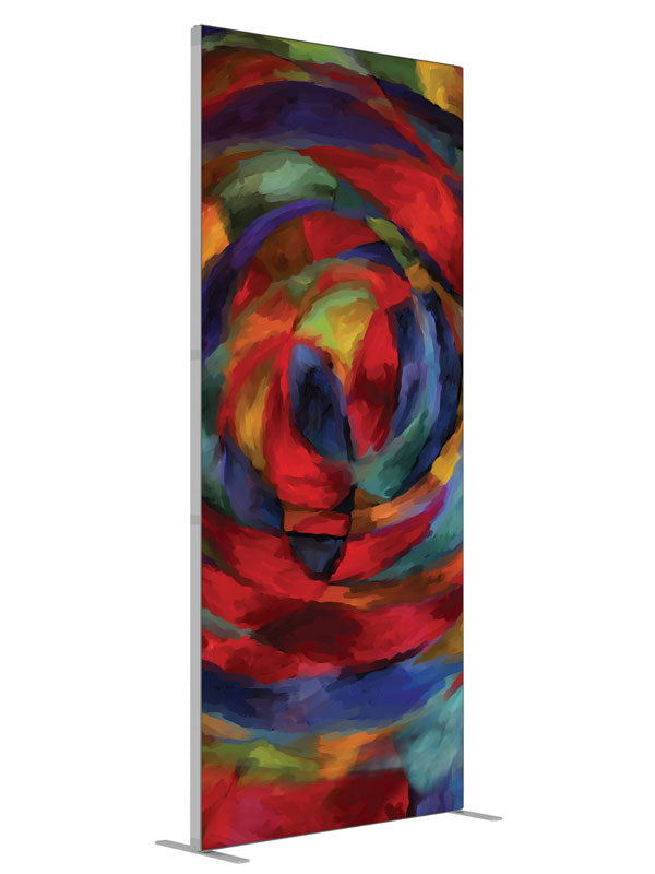 Kaleidoscope Swirl Abstract shown at an angled view, photography backdrop panel for Denny StudioEdge silicone edge frame, 3 ft