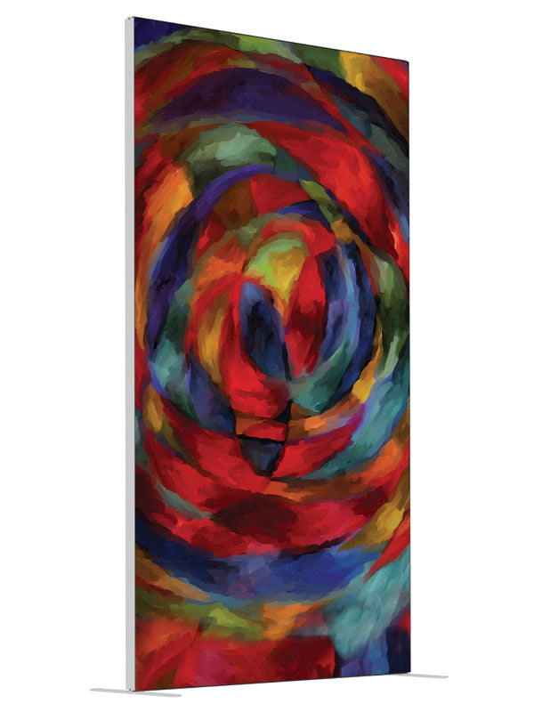 Kaleidoscope Swirl Abstract shown at an angled view, photography backdrop panel for Denny StudioEdge silicone edge frame, 4 ft
