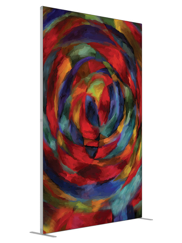 Kaleidoscope Swirl Abstract shown at an angled view, photography backdrop panel for Denny StudioEdge silicone edge frame, 5 ft