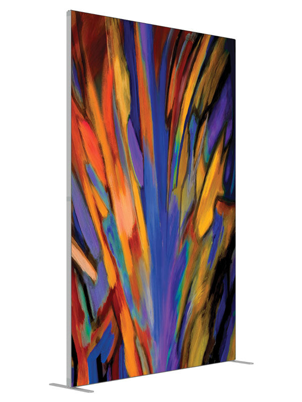 Loco Poco Vivid Burst Abstract shown at an angled view, photography backdrop panel for Denny StudioEdge silicone edge frame, 5 ft