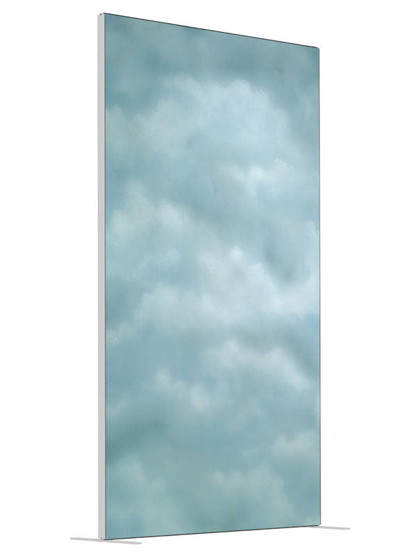 Marina aqua cloud mottled texture printed backdrop angled view 4ft - Denny StudioEdge SEOM-9816