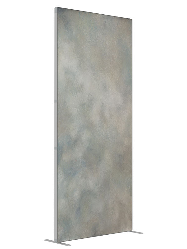 Mist and Mid Grey Cloud shown at an angled view, photography backdrop panel for Denny StudioEdge silicone edge frame, 3 ft