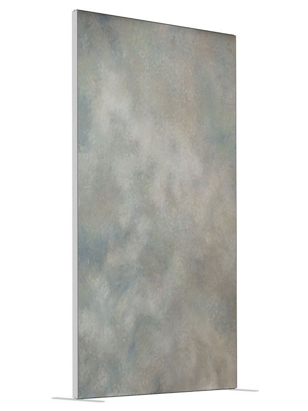 Mist and Mid Grey Cloud shown at an angled view, photography backdrop panel for Denny StudioEdge silicone edge frame, 4 ft