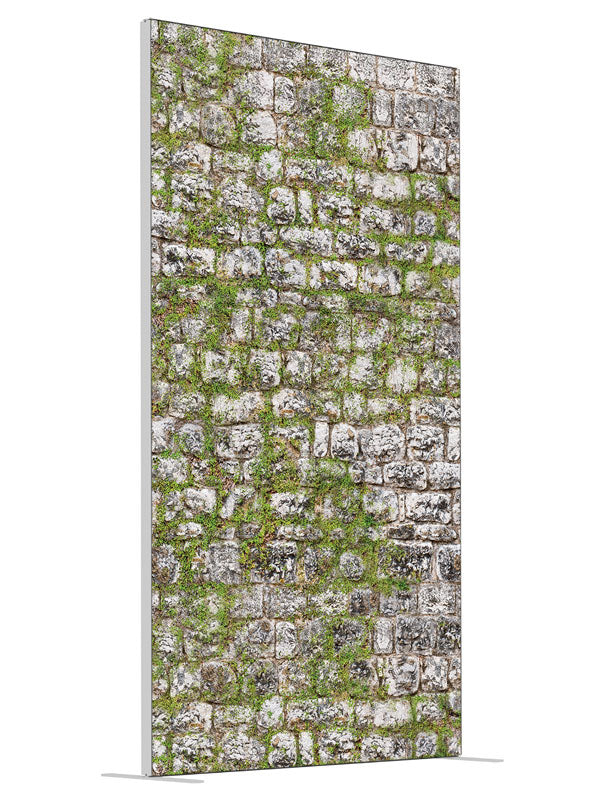 Mossy Stone shown at an angled view, photography backdrop panel for Denny StudioEdge silicone edge frame, 4 ft