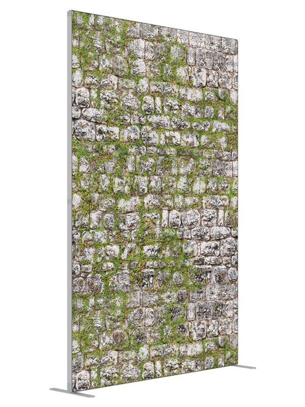 Mossy Stone shown at an angled view, photography backdrop panel for Denny StudioEdge silicone edge frame, 5 ft