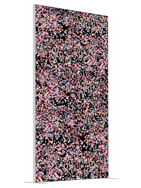 Multi-Colored Bokeh shown at an angled view, photography backdrop panel for Denny StudioEdge silicone edge frame, 4 ft