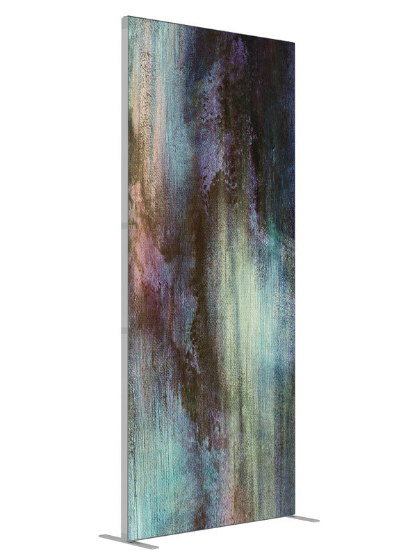Muted teal brown brushwork shown at an angled view, photography backdrop panel for Denny StudioEdge silicone edge frame, 3 ft