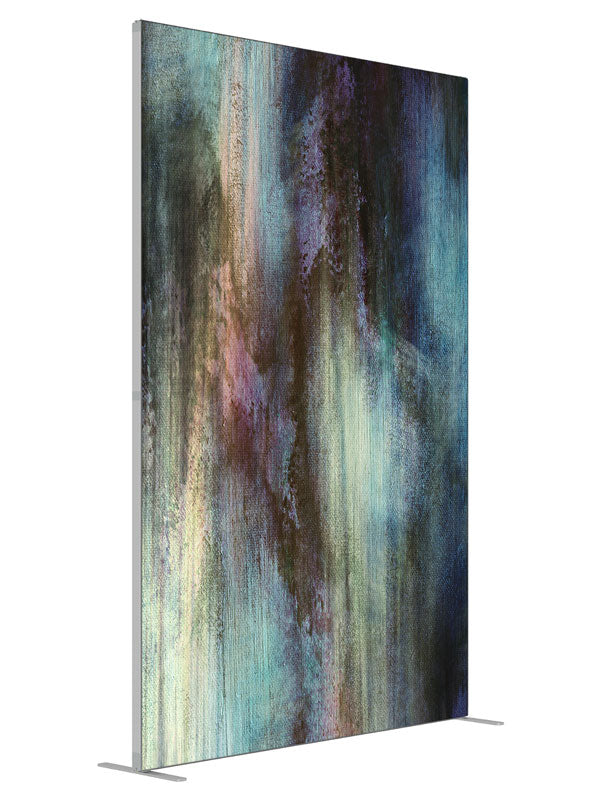 Muted teal brown brushwork shown at an angled view, photography backdrop panel for Denny StudioEdge silicone edge frame, 5 ft