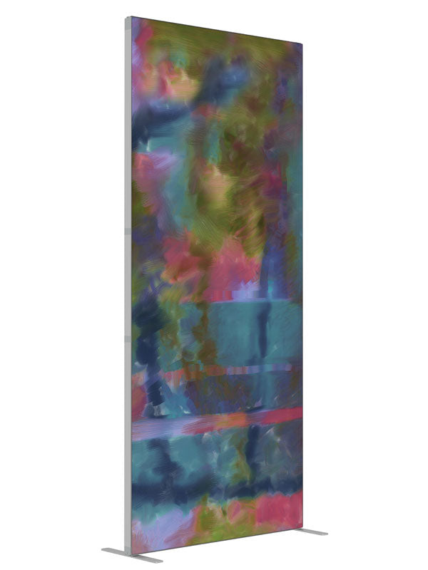Muted teal mauve brushwork shown at an angled view, photography backdrop panel for Denny StudioEdge silicone edge frame, 3 ft