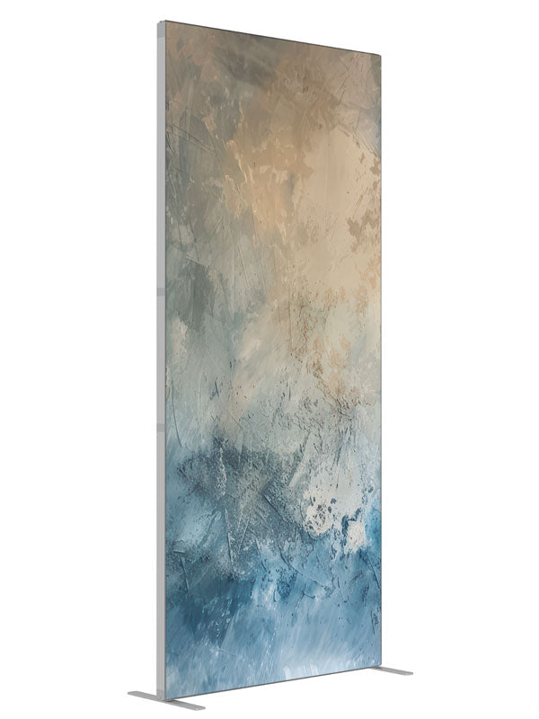 Ocean Mist Abstract shown at an angled view, photography backdrop panel for Denny StudioEdge silicone edge frame, 3 ft