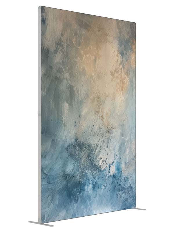 Ocean Mist Abstract shown at an angled view, photography backdrop panel for Denny StudioEdge silicone edge frame, 5 ft