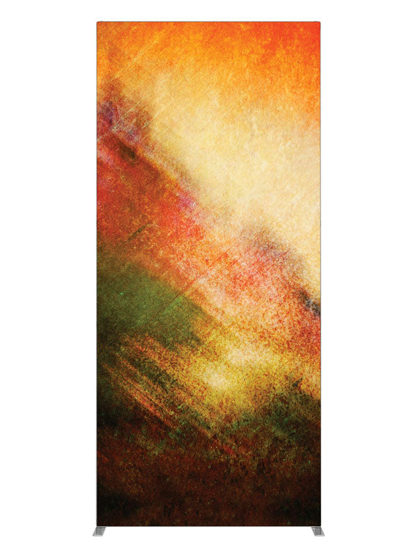 Orange gold black diagonal brushwork, photography backdrop panel for Denny StudioEdge silicone edge frame, 3 ft