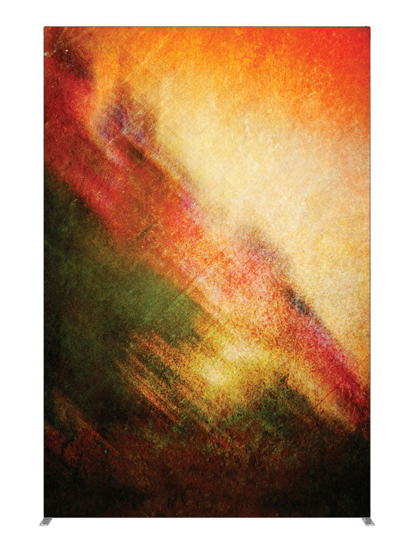Orange gold black diagonal brushwork, photography backdrop panel for Denny StudioEdge silicone edge frame, 5 ft