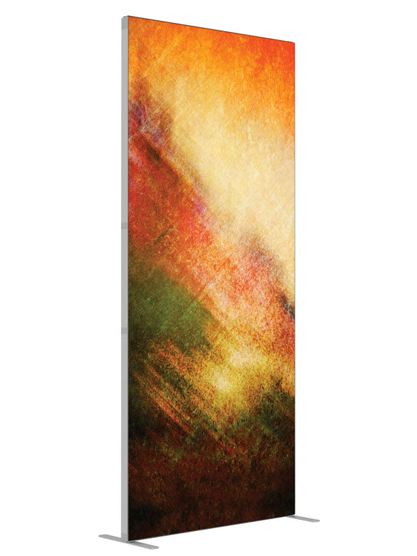Orange gold black diagonal brushwork shown at an angled view, photography backdrop panel for Denny StudioEdge silicone edge frame, 3 ft