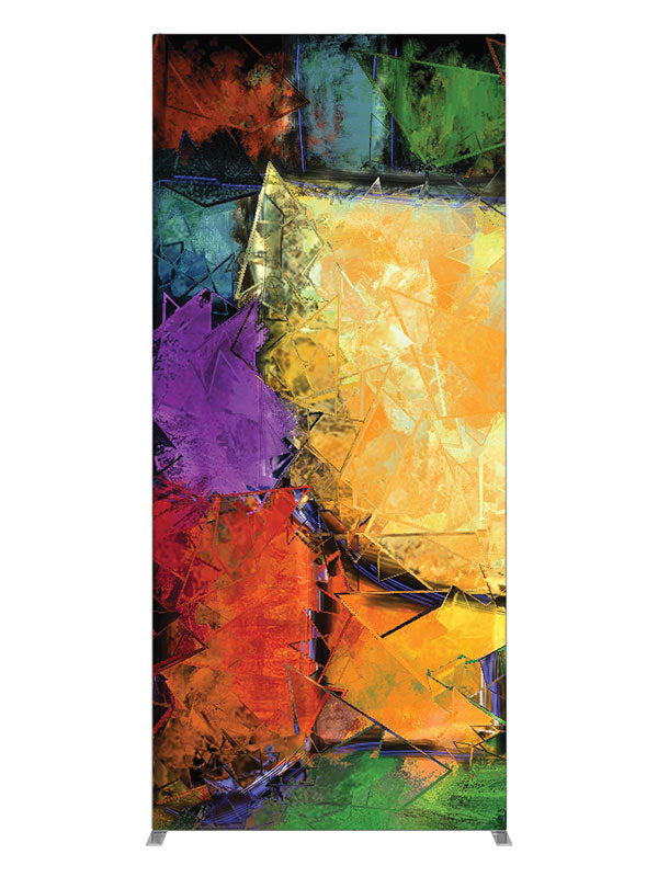 Orange purple green shard, photography backdrop panel for Denny StudioEdge silicone edge frame, 3 ft