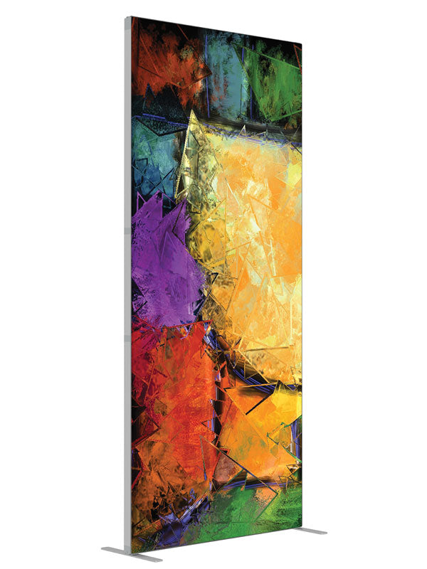 Orange purple green shard shown at an angled view, photography backdrop panel for Denny StudioEdge silicone edge frame, 3 ft