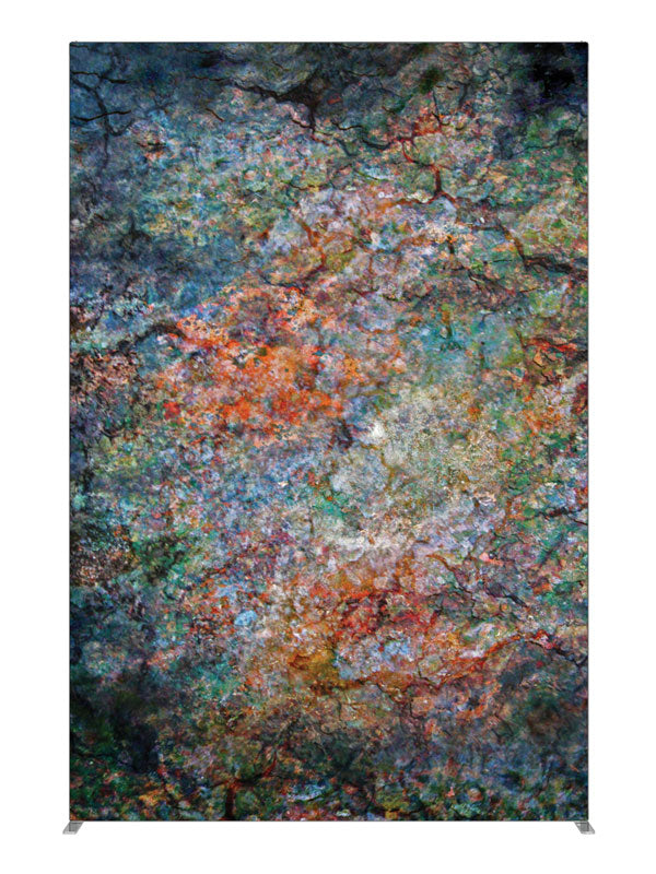 Orange teal mossy stone, photography backdrop panel for Denny StudioEdge silicone edge frame, 5 ft