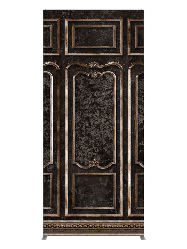 Ornate dark panel wall printed backdrop charcoal gold trim 3ft - Denny StudioEdge SECP-7535