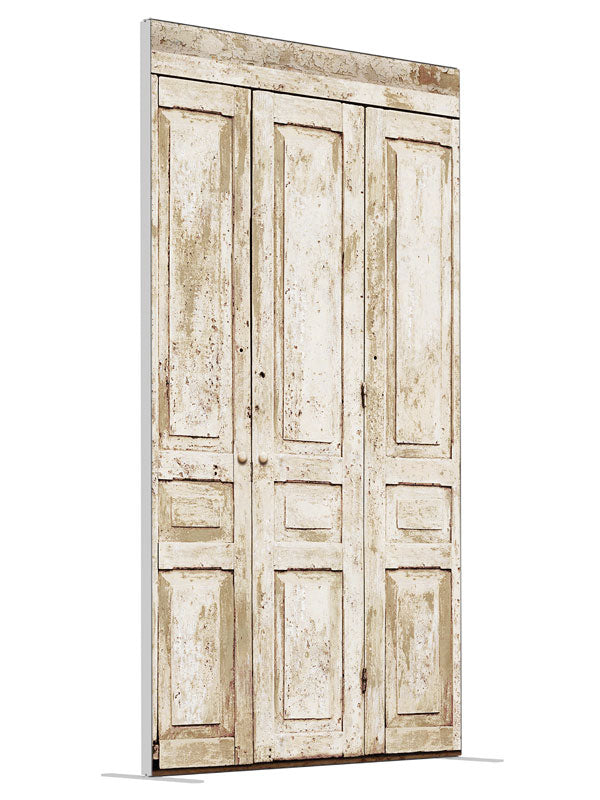 Ivory Cabinets shown at an angled view, photography backdrop panel for Denny StudioEdge silicone edge frame, 4 ft