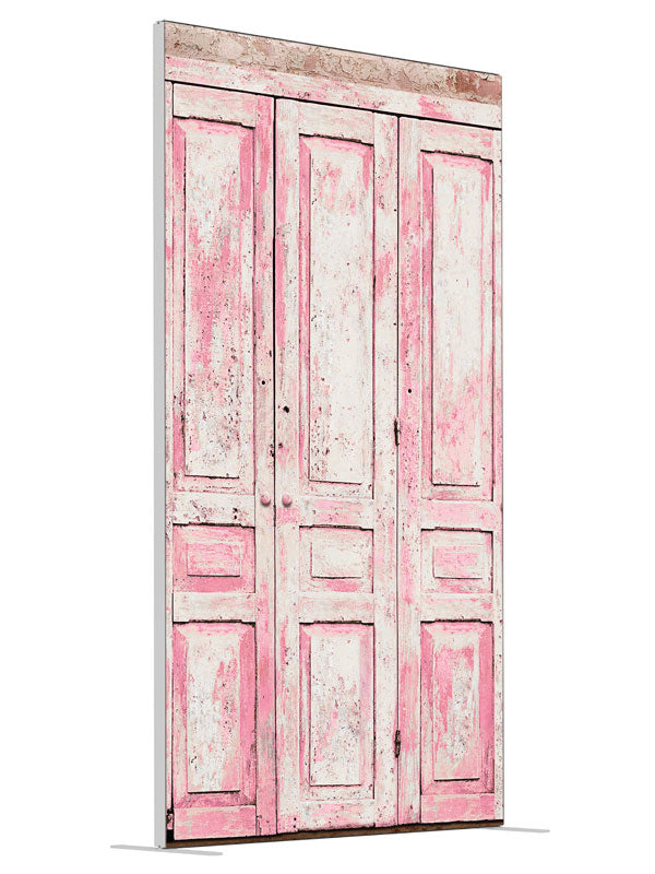 Pink Cabinets shown at an angled view, photography backdrop panel for Denny StudioEdge silicone edge frame, 4 ft