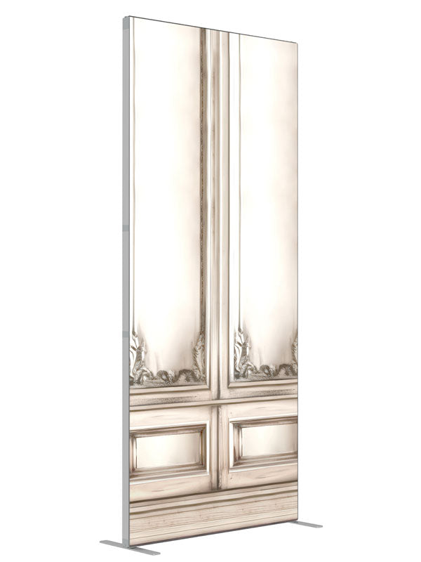 Paneled White Wall shown at an angled view, photography backdrop panel for Denny StudioEdge silicone edge frame, 3 ft
