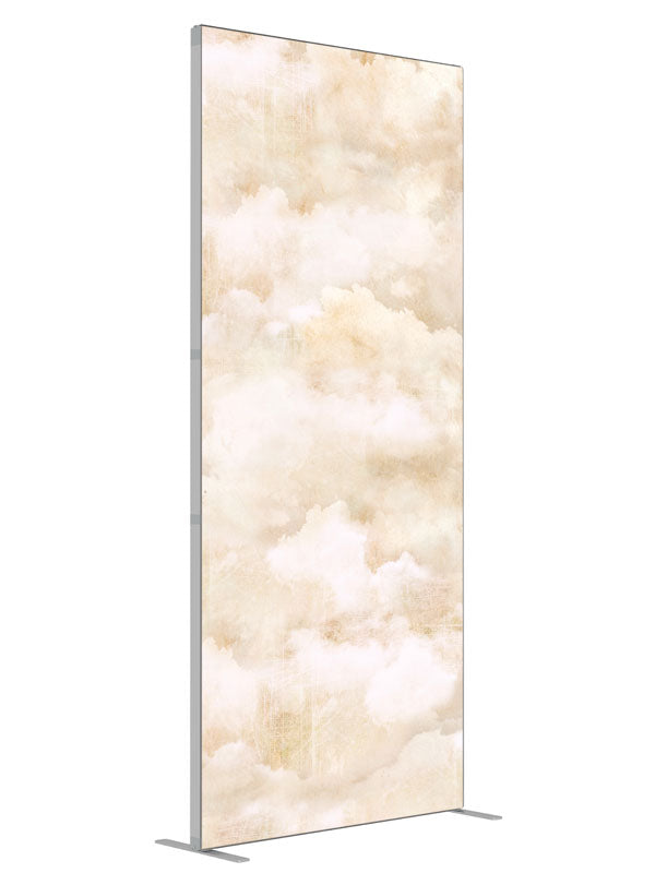 Paper Clouds shown at an angled view, photography backdrop panel for Denny StudioEdge silicone edge frame, 3 ft