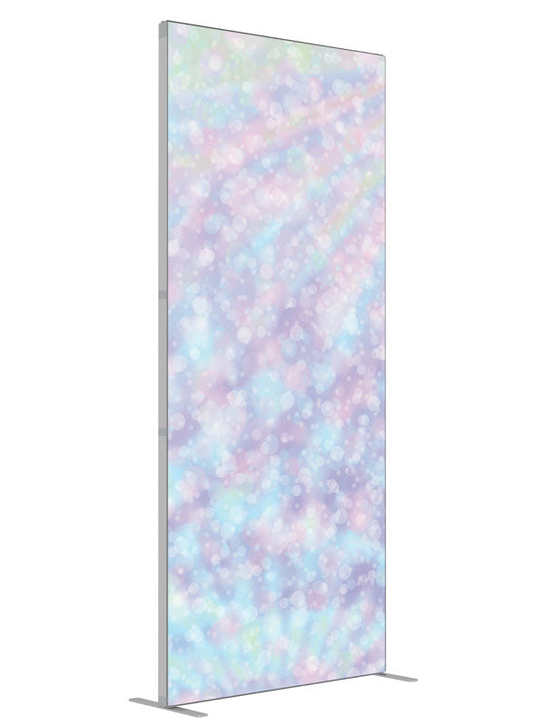 Pastel Bokeh shown at an angled view, photography backdrop panel for Denny StudioEdge silicone edge frame, 3 ft