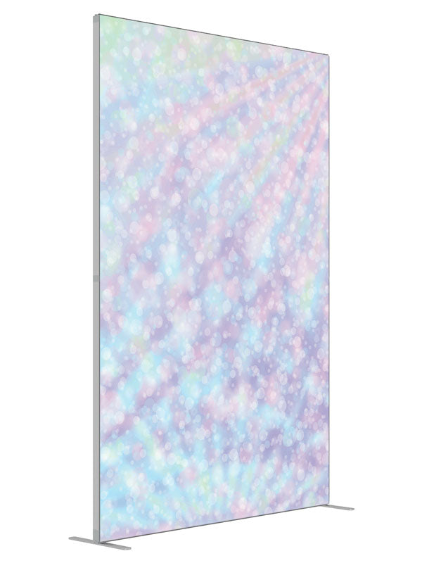 Pastel Bokeh shown at an angled view, photography backdrop panel for Denny StudioEdge silicone edge frame, 5 ft
