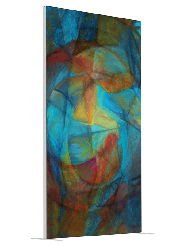 Pastel Dusk Soft Cubist Abstract shown at an angled view, photography backdrop panel for Denny StudioEdge silicone edge frame, 4 ft