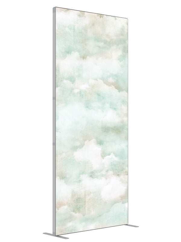 Pastel Paper Clouds shown at an angled view, photography backdrop panel for Denny StudioEdge silicone edge frame, 3 ft