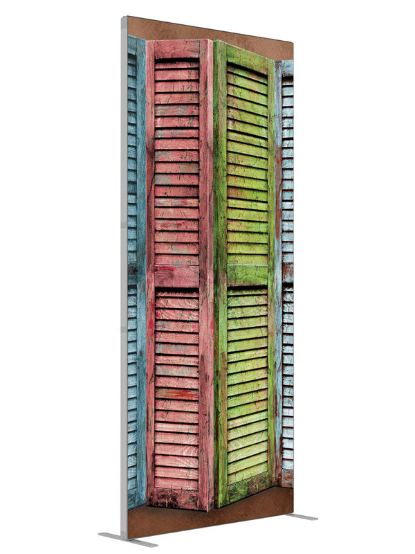 Pastel Shutters shown at an angled view, photography backdrop panel for Denny StudioEdge silicone edge frame, 3 ft