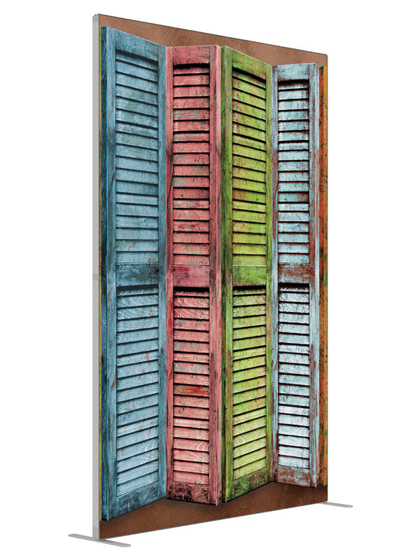 Pastel Shutters shown at an angled view, photography backdrop panel for Denny StudioEdge silicone edge frame, 5 ft