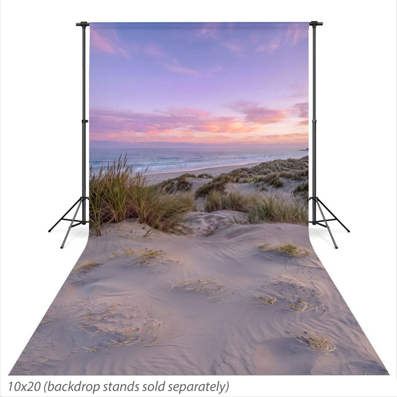 Dune Drift Pastel Sunset Beach Dune photography backdrop shown extending down onto the studio floor CP-9042