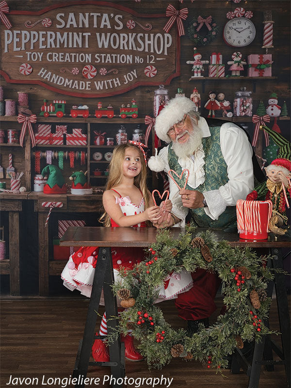 Elf's Workshop - Santa's Workshop Toy Shelf Backdrop