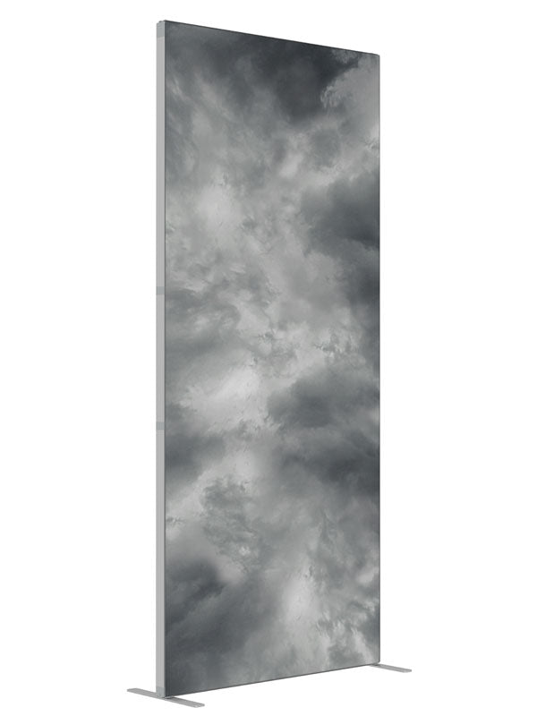 Perfect Storm Gray shown at an angled view, photography backdrop panel for Denny StudioEdge silicone edge frame, 3 ft