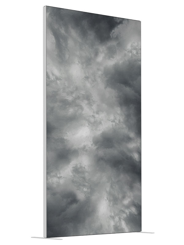 Perfect Storm Gray shown at an angled view, photography backdrop panel for Denny StudioEdge silicone edge frame, 4 ft