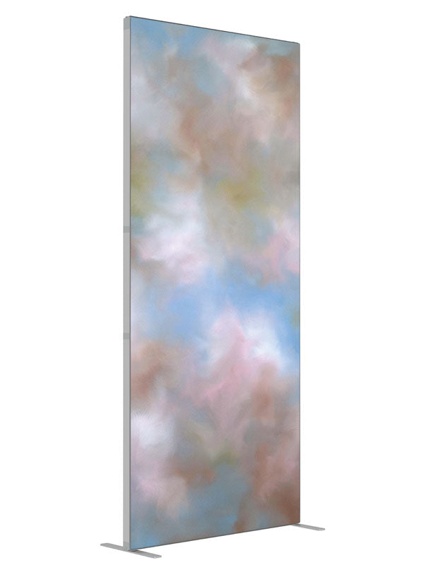 Pink Clouds shown at an angled view, photography backdrop panel for Denny StudioEdge silicone edge frame, 3 ft