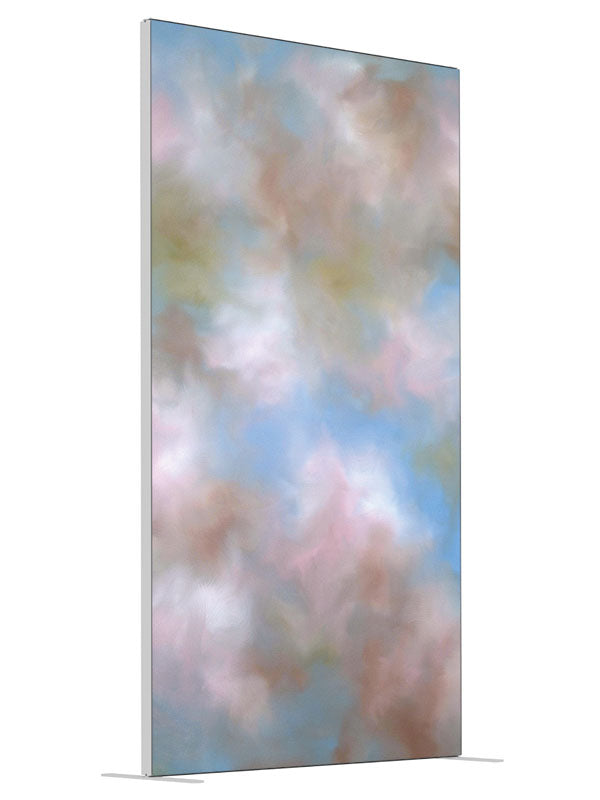 Pink Clouds shown at an angled view, photography backdrop panel for Denny StudioEdge silicone edge frame, 4 ft
