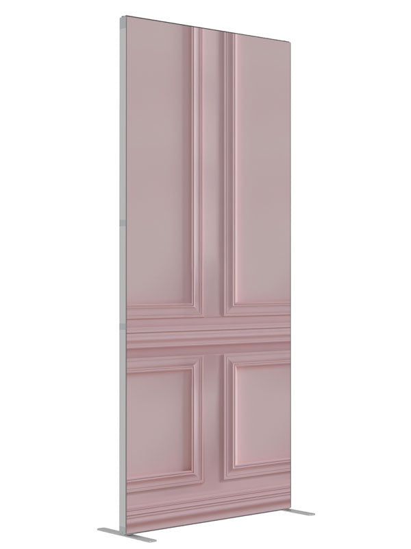 Pink Paneled Wall shown at an angled view, photography backdrop panel for Denny StudioEdge silicone edge frame, 3 ft