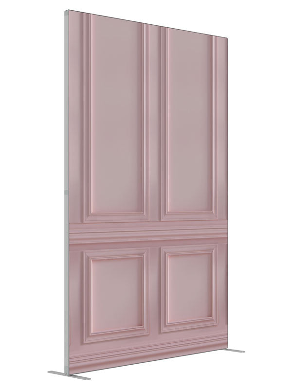 Pink Paneled Wall shown at an angled view, photography backdrop panel for Denny StudioEdge silicone edge frame, 5 ft