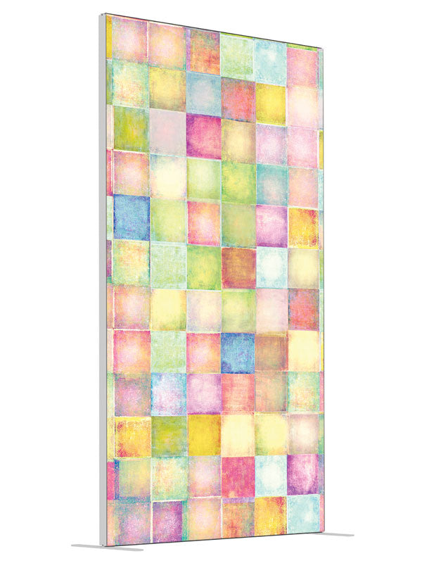 Pink Paper Squares shown at an angled view, photography backdrop panel for Denny StudioEdge silicone edge frame, 4 ft