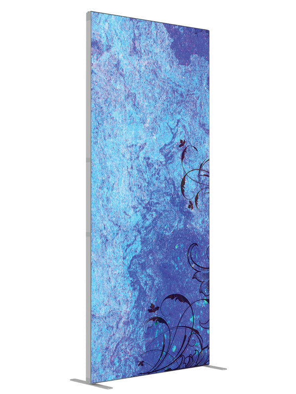 Pollen Pool Blue Speckle Texture shown at an angled view, photography backdrop panel for Denny StudioEdge silicone edge frame, 3 ft