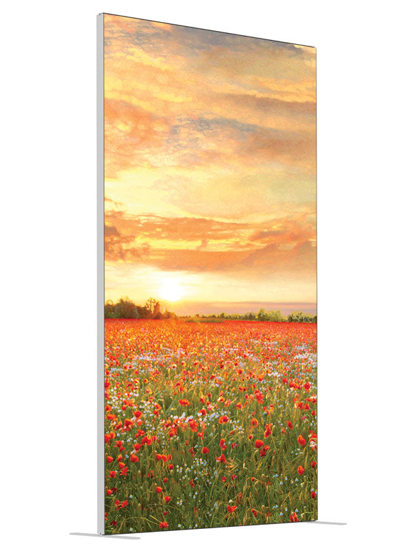 Poppies shown at an angled view, photography backdrop panel for Denny StudioEdge silicone edge frame, 4 ft