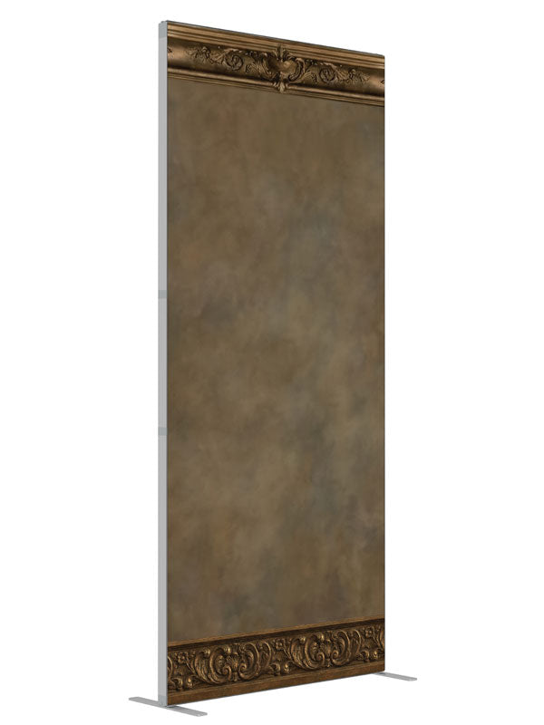 Prescott Warm Beige Faux Wall shown at an angled view, photography backdrop panel for Denny StudioEdge silicone edge frame, 3 ft