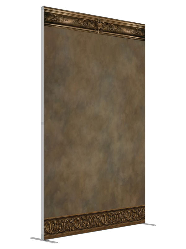 Prescott Warm Beige Faux Wall shown at an angled view, photography backdrop panel for Denny StudioEdge silicone edge frame, 5 ft