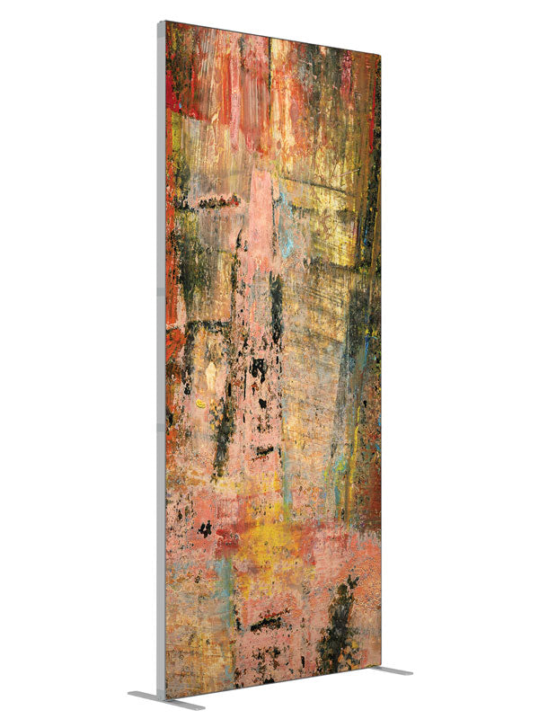 Pyre Grunge Abstract shown at an angled view, photography backdrop panel for Denny StudioEdge silicone edge frame, 3 ft