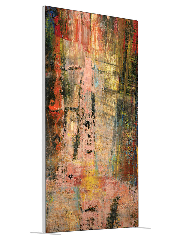 Pyre Grunge Abstract shown at an angled view, photography backdrop panel for Denny StudioEdge silicone edge frame, 4 ft