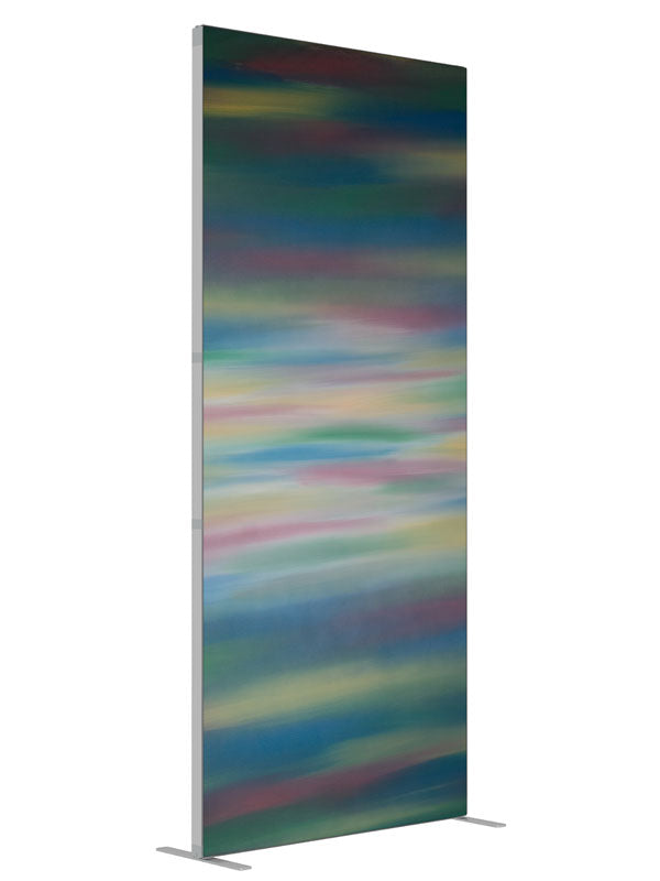 Rainbow shown at an angled view, photography backdrop panel for Denny StudioEdge silicone edge frame, 3 ft