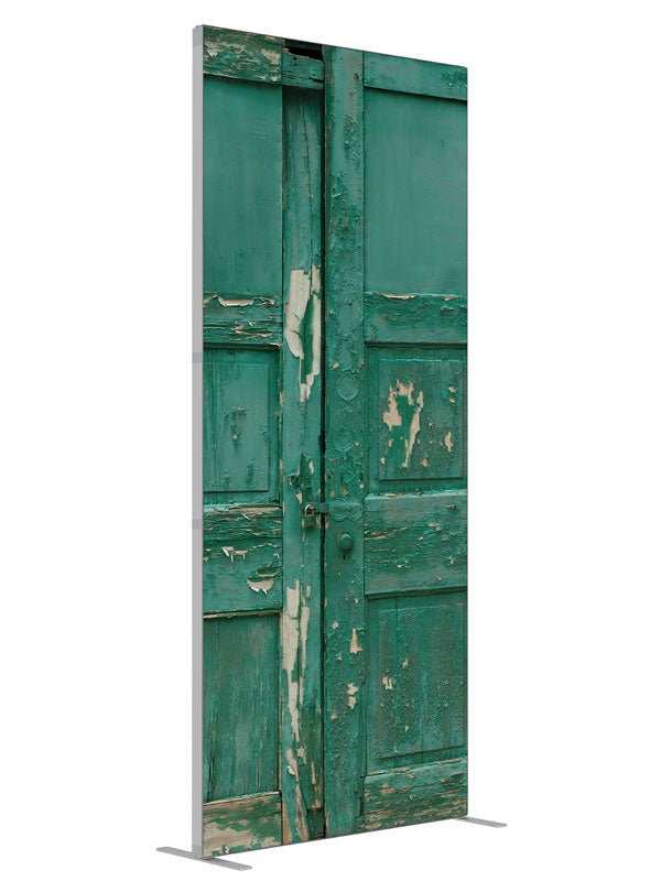 Real Teal shown at an angled view, photography backdrop panel for Denny StudioEdge silicone edge frame, 3 ft